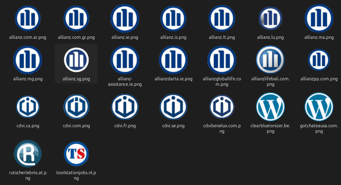 screenshot of allocated space for files